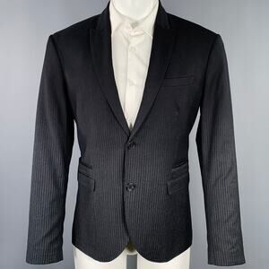 NEIL BARRETT Size 40 Black Grey Pinstripe Wool Ombre Effect Slim Fit Sport Coat